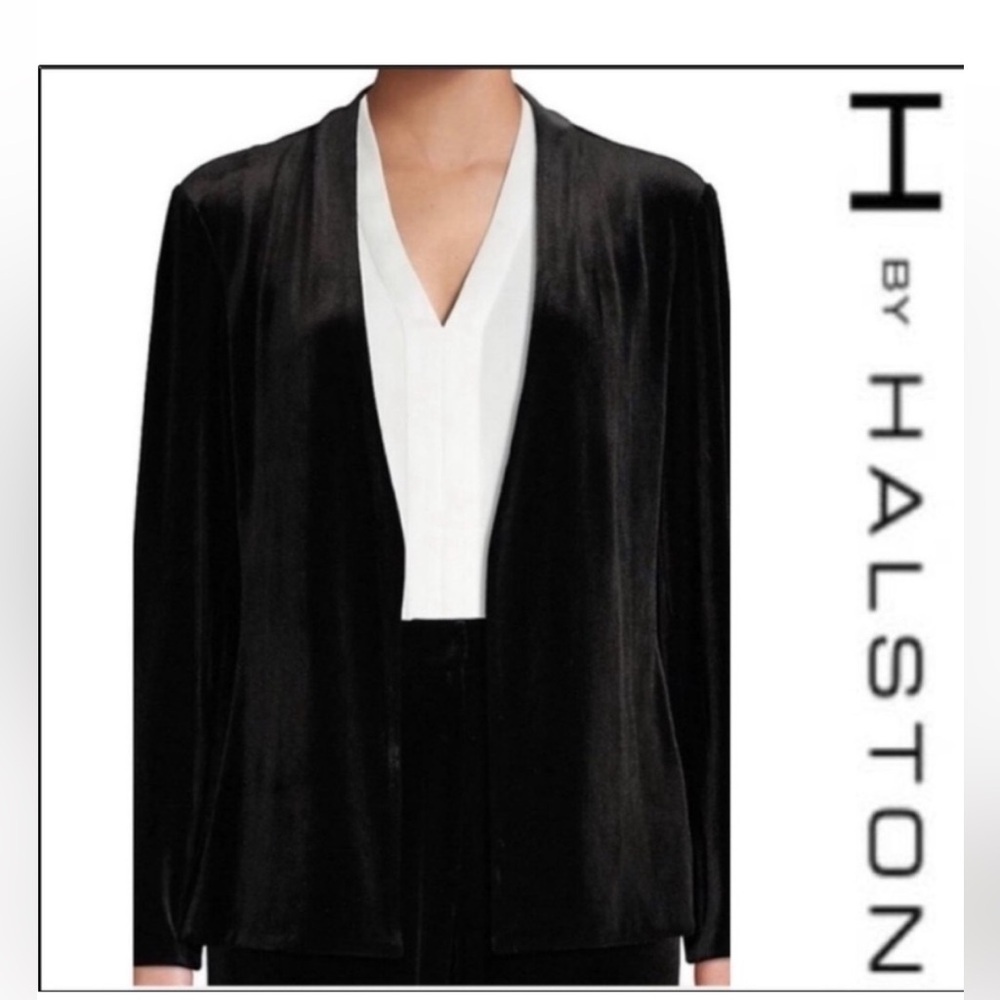 H by Halston Open-Front Velvet Jacket – Size M